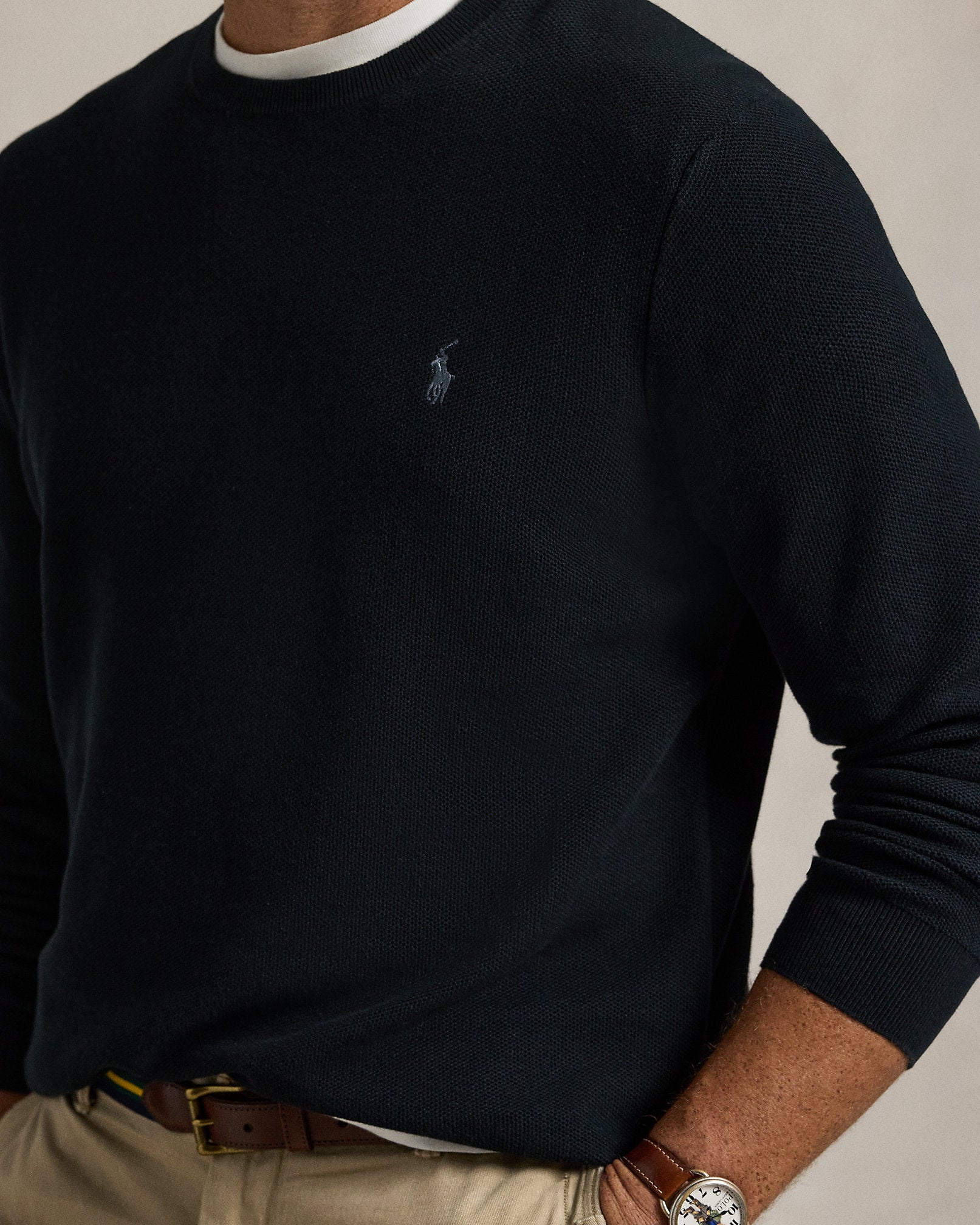 Ralph Lauren MeshKnit Cotton Crewneck Sweater