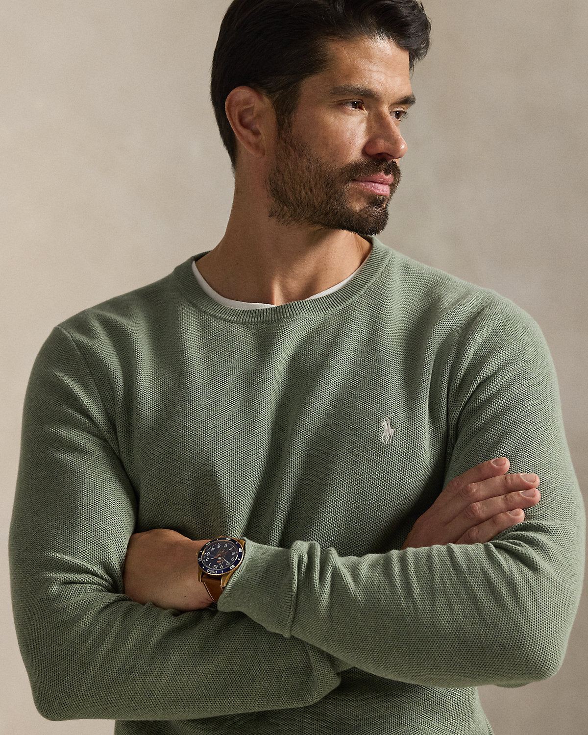 Ralph Lauren MeshKnit Cotton Crewneck Sweater