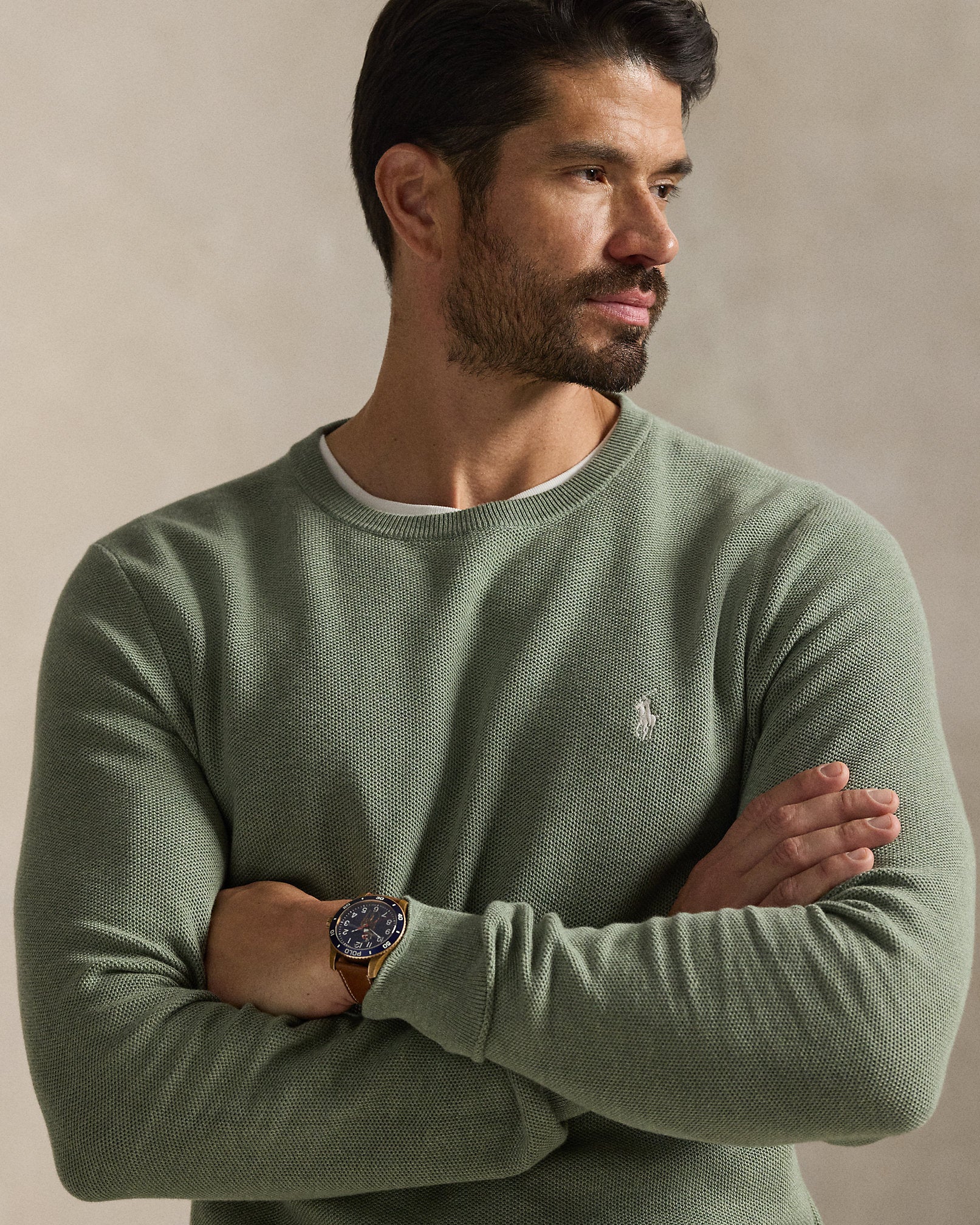 Ralph Lauren MeshKnit Cotton Crewneck Sweater