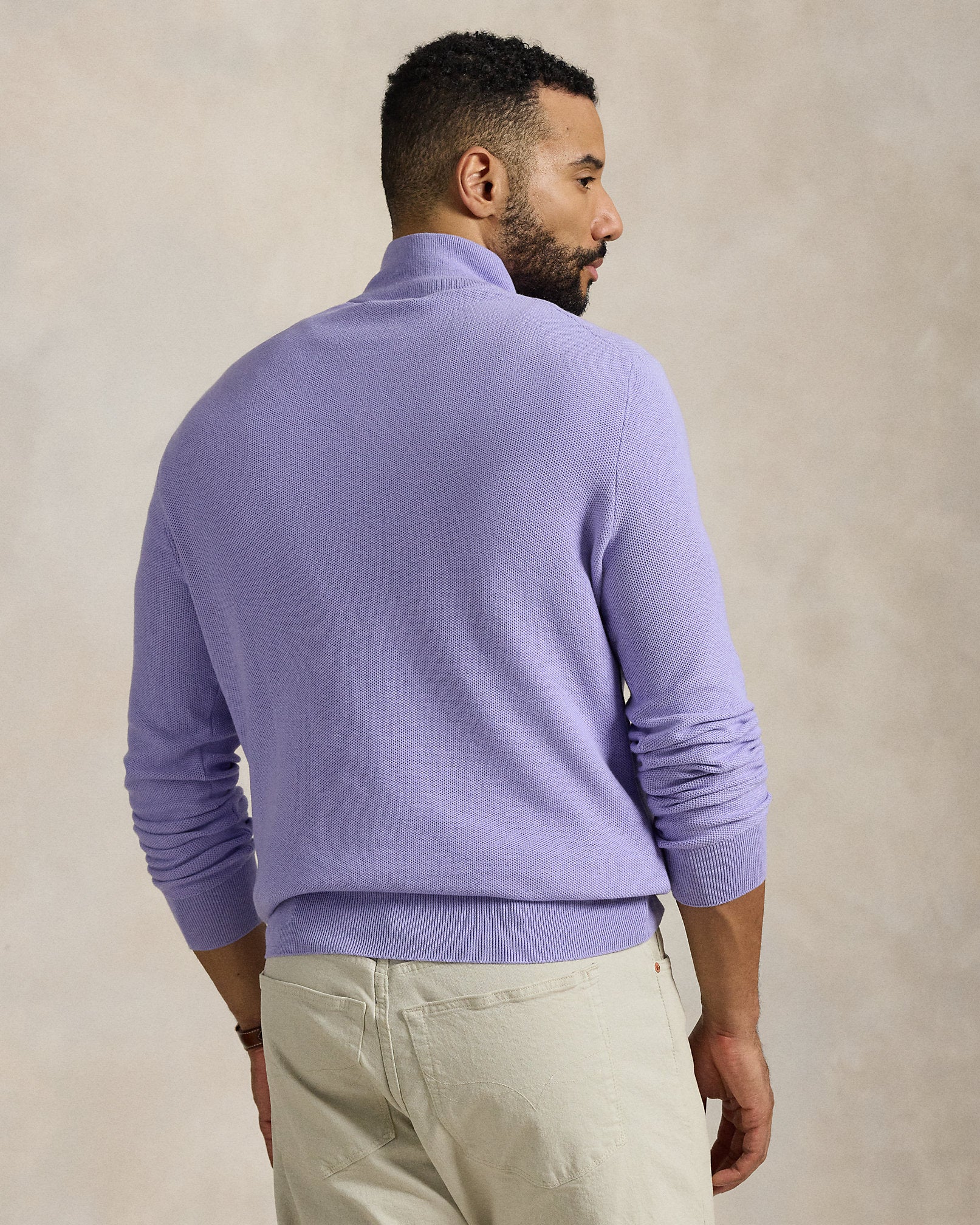 Ralph Lauren MeshKnit Cotton QuarterZip Sweater