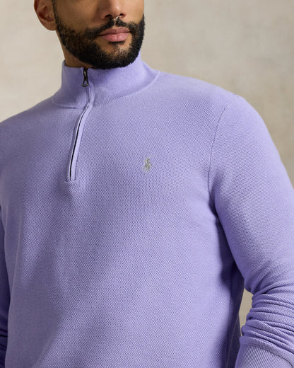 Ralph Lauren MeshKnit Cotton QuarterZip Sweater