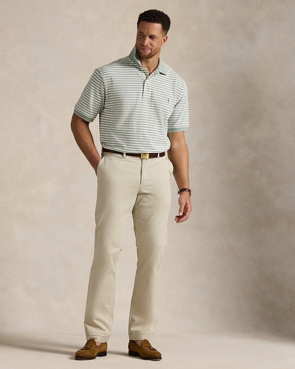 Ralph Lauren Striped Oxford Mesh Polo Shirt