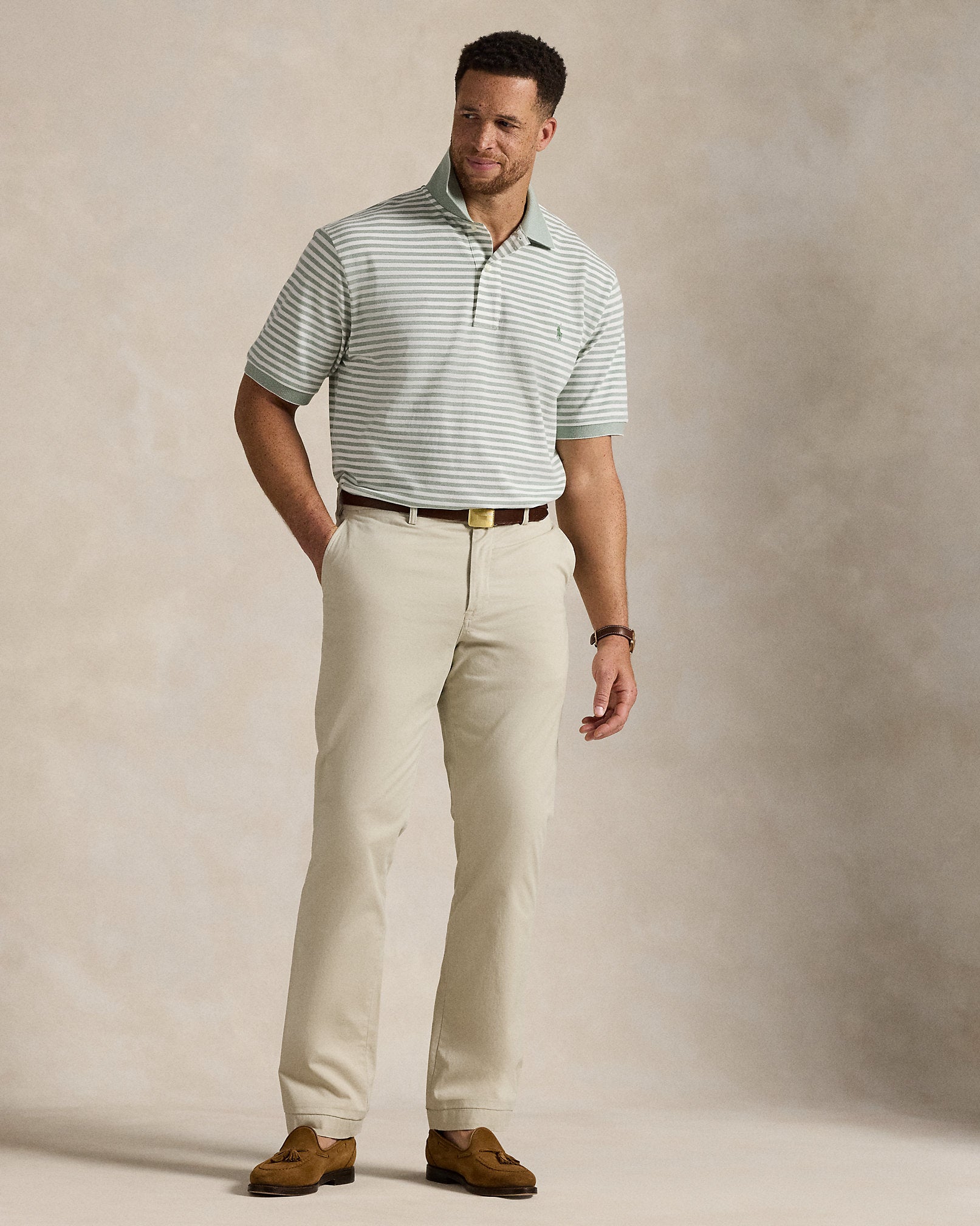 Ralph Lauren Striped Oxford Mesh Polo Shirt