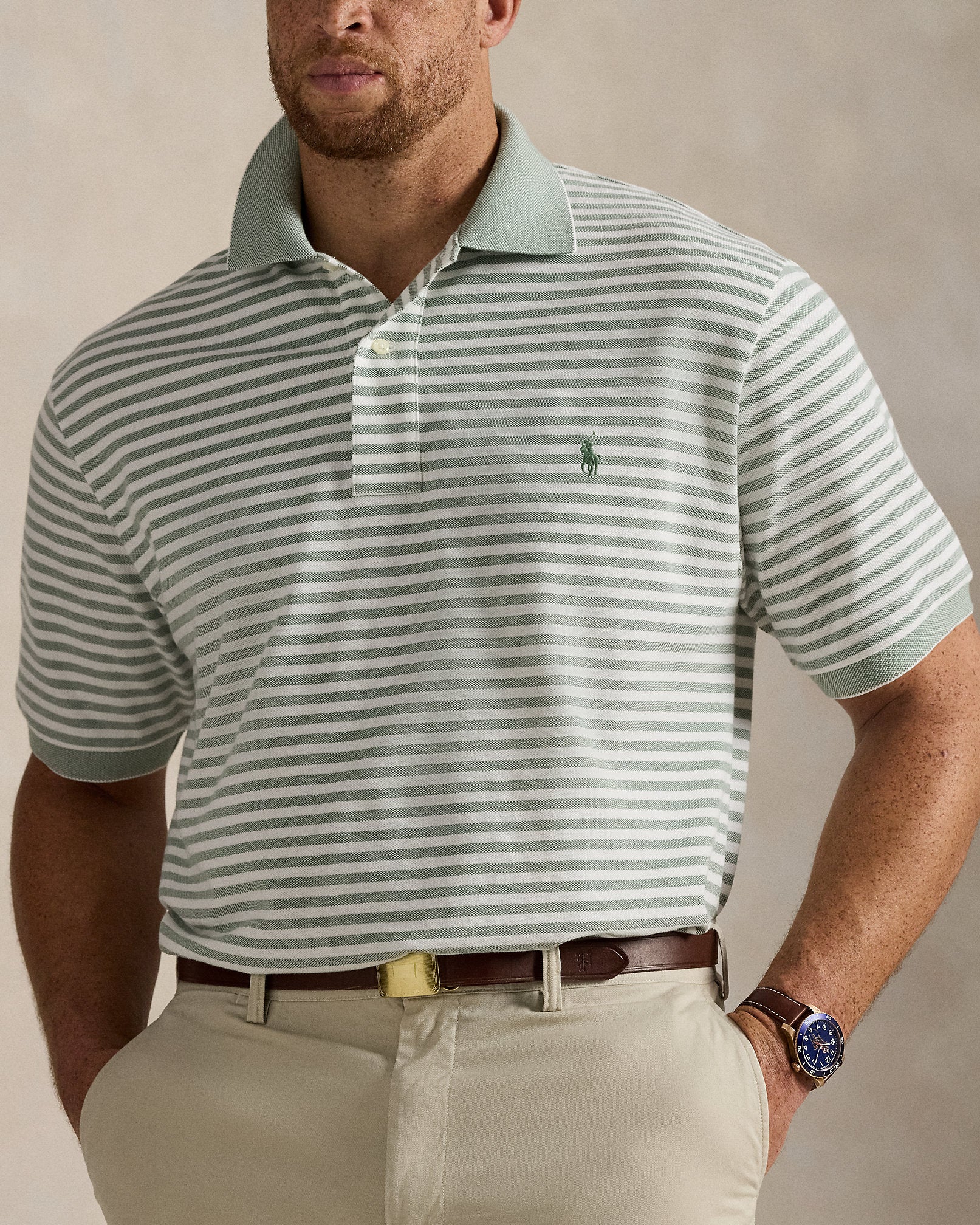 Ralph Lauren Striped Oxford Mesh Polo Shirt