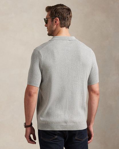 Ralph Lauren RibKnit Cotton JohnnyCollar Sweater