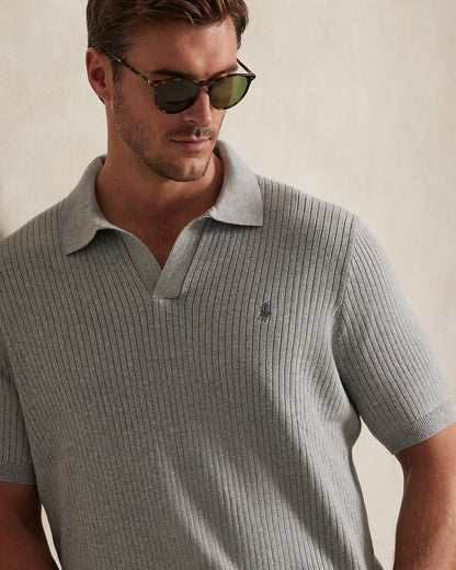 Ralph Lauren RibKnit Cotton JohnnyCollar Sweater