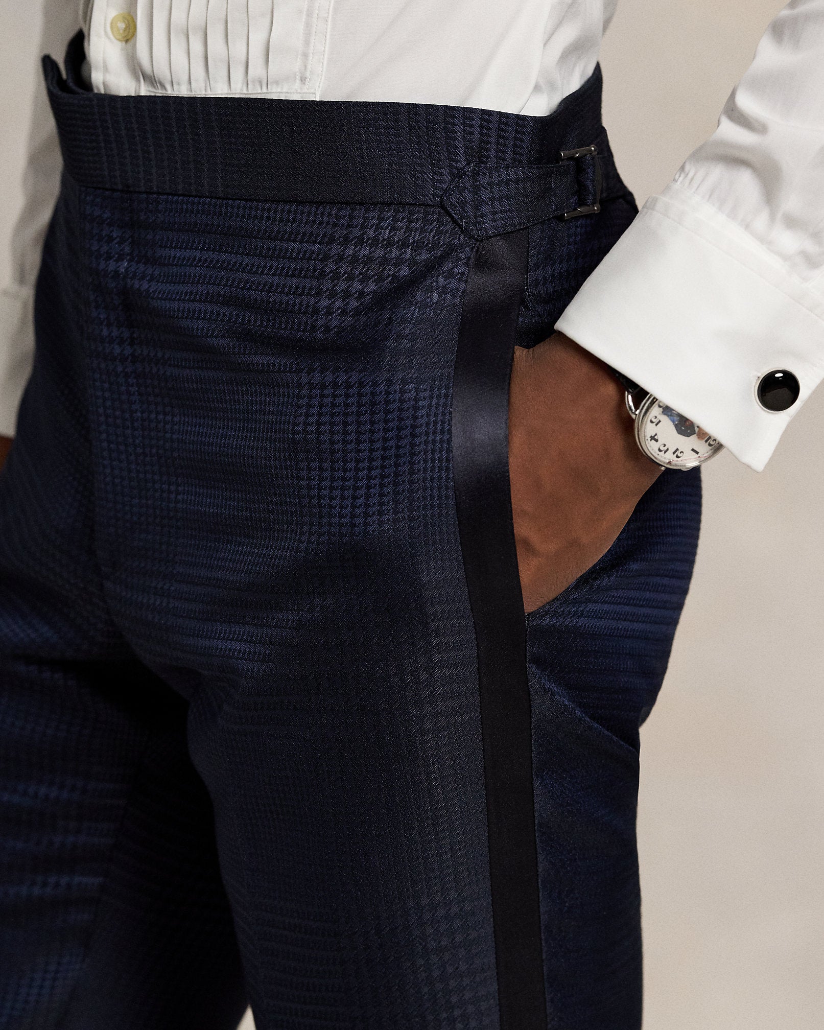 Ralph Lauren Glen Plaid SilkBlend Tuxedo Trouser