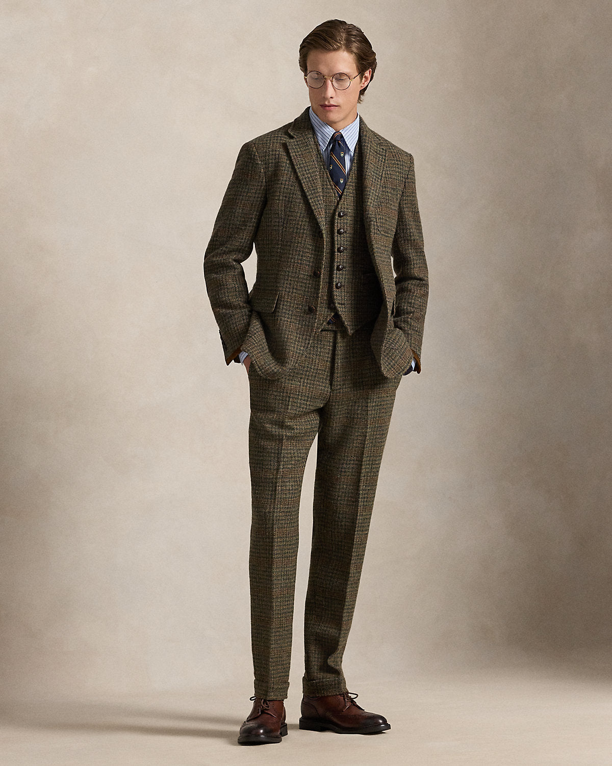 Ralph Lauren Plaid Wool Tweed Suit Trouser