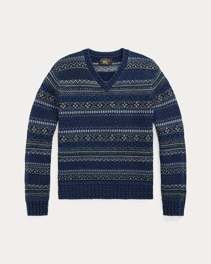 Ralph Lauren Indigo Fair Isle CottonLinen Sweater