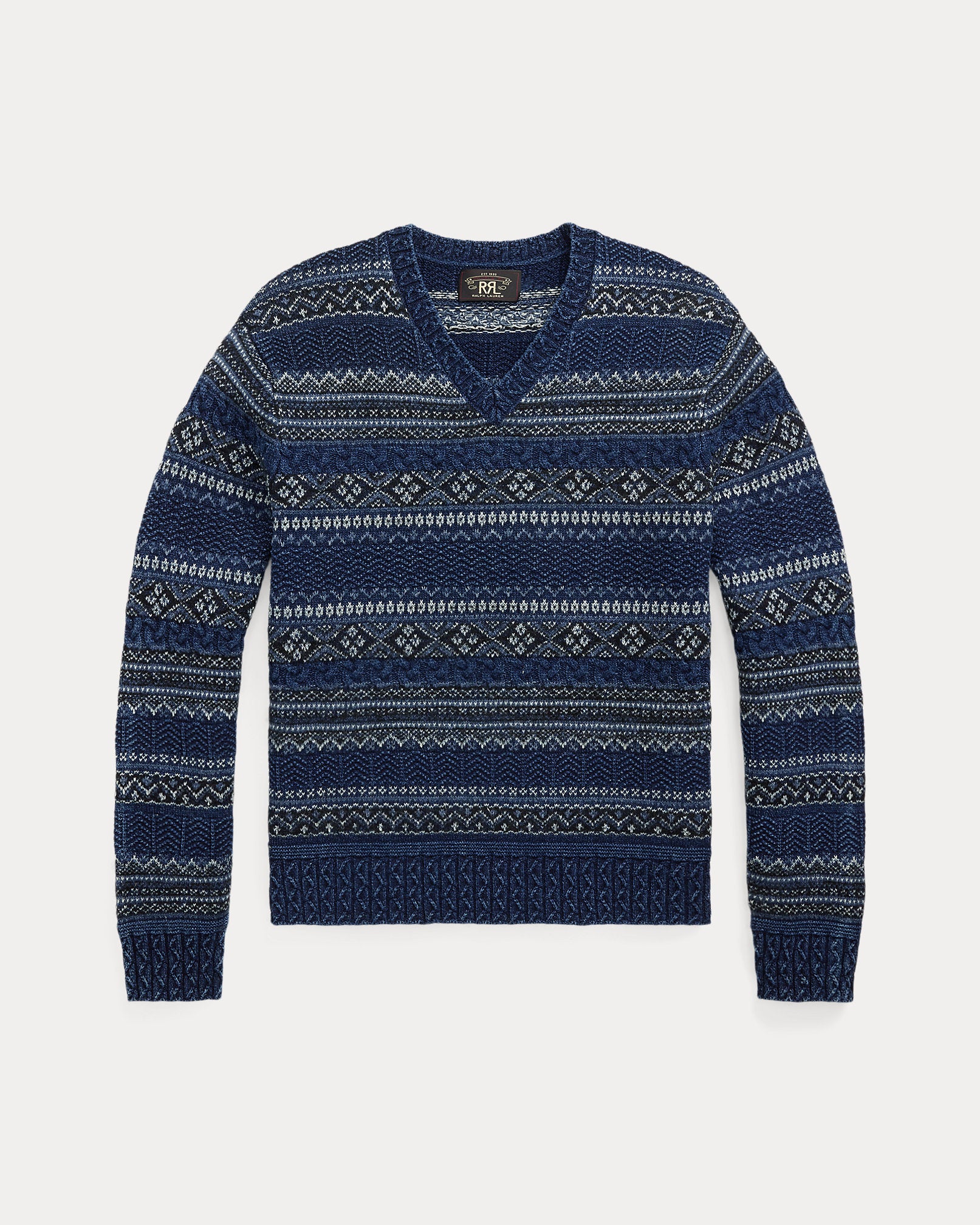 Ralph Lauren Indigo Fair Isle CottonLinen Sweater