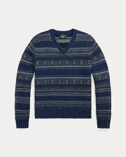 Ralph Lauren Indigo Fair Isle CottonLinen Sweater
