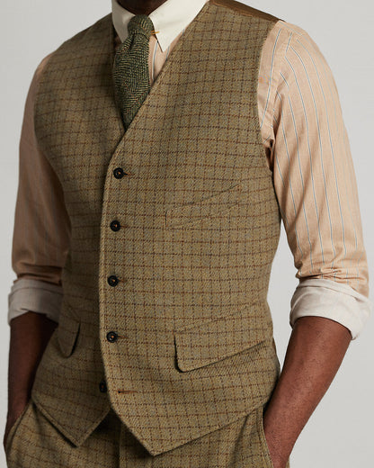 Ralph Lauren Checked Wool Tweed Vest