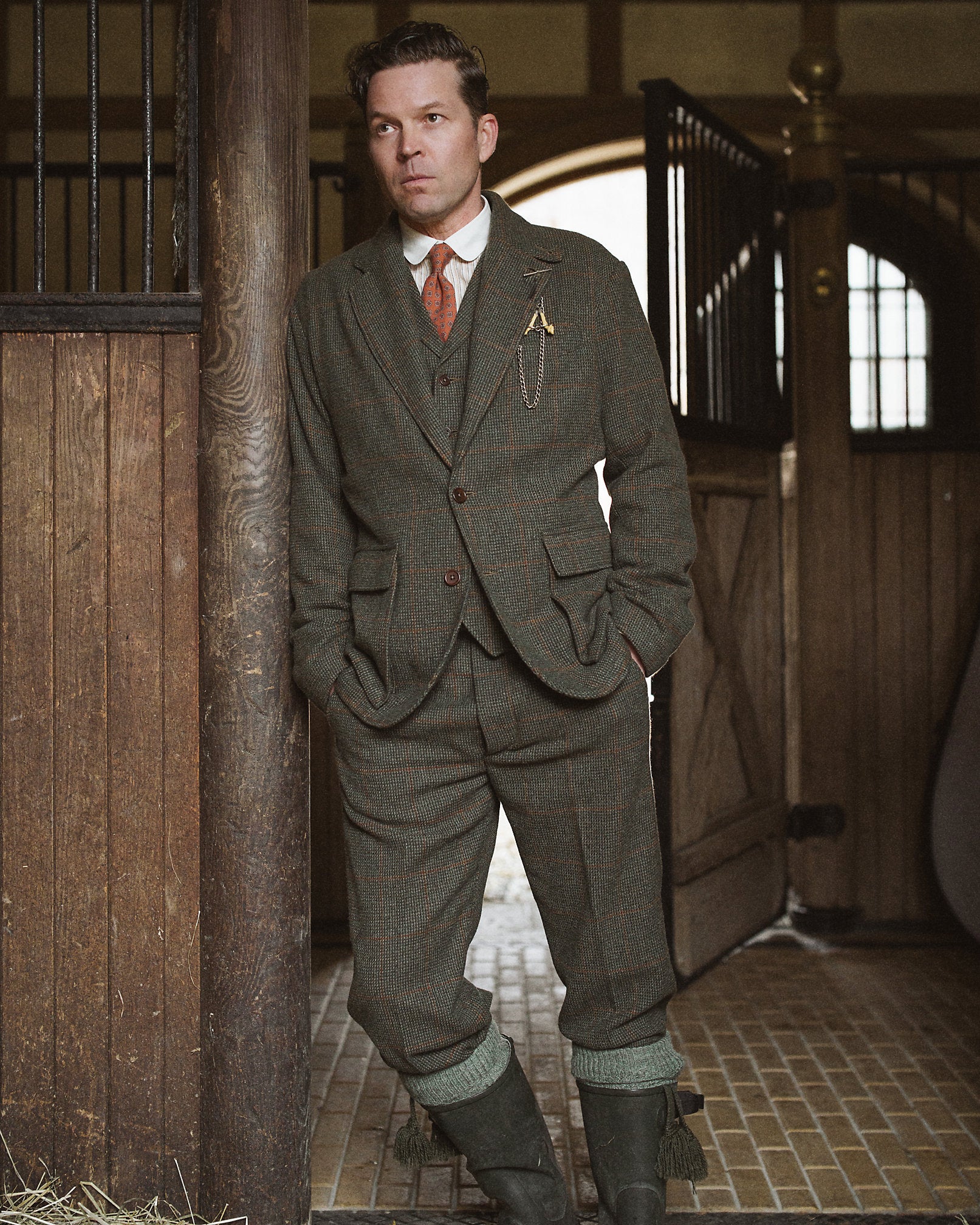 Ralph Lauren Windowpane Wool Tweed Officers Pant