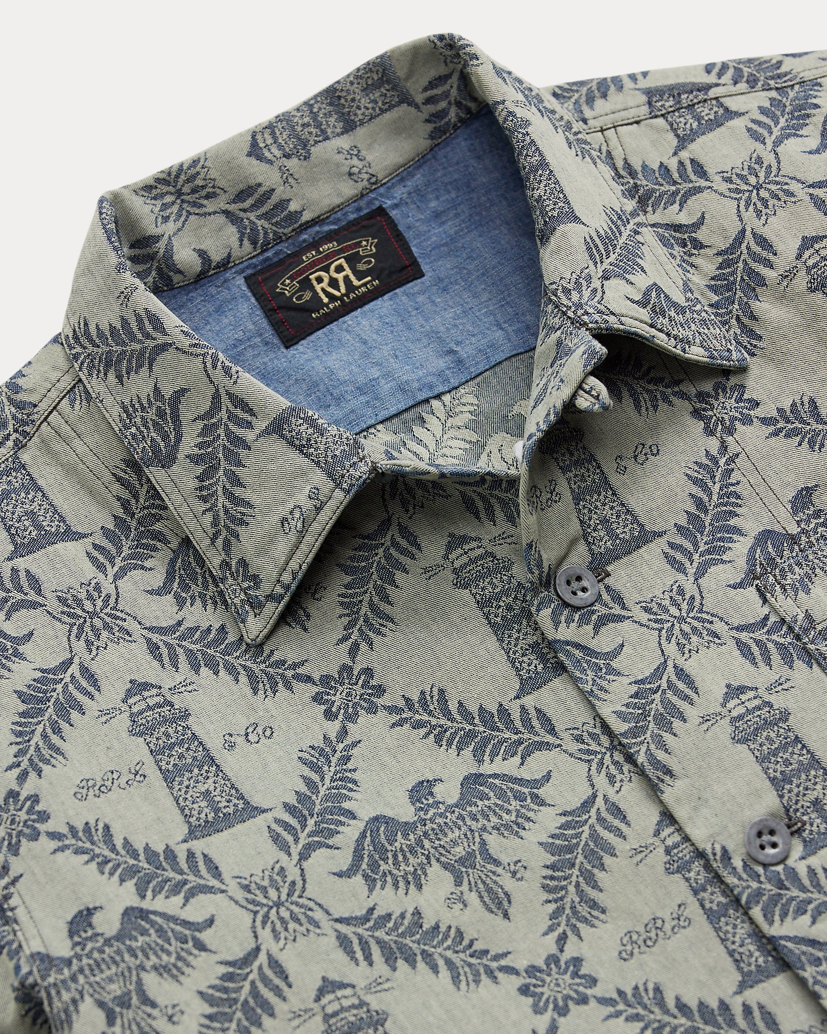 Ralph Lauren Indigo Jacquard Denim Camp Shirt