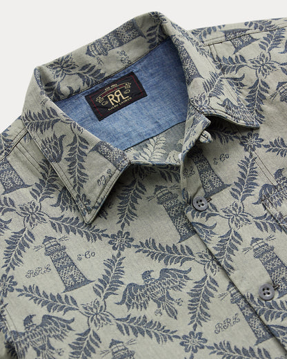 Ralph Lauren Indigo Jacquard Denim Camp Shirt