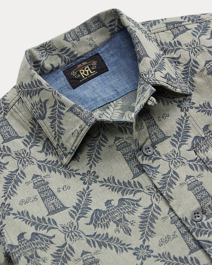Ralph Lauren Indigo Jacquard Denim Camp Shirt