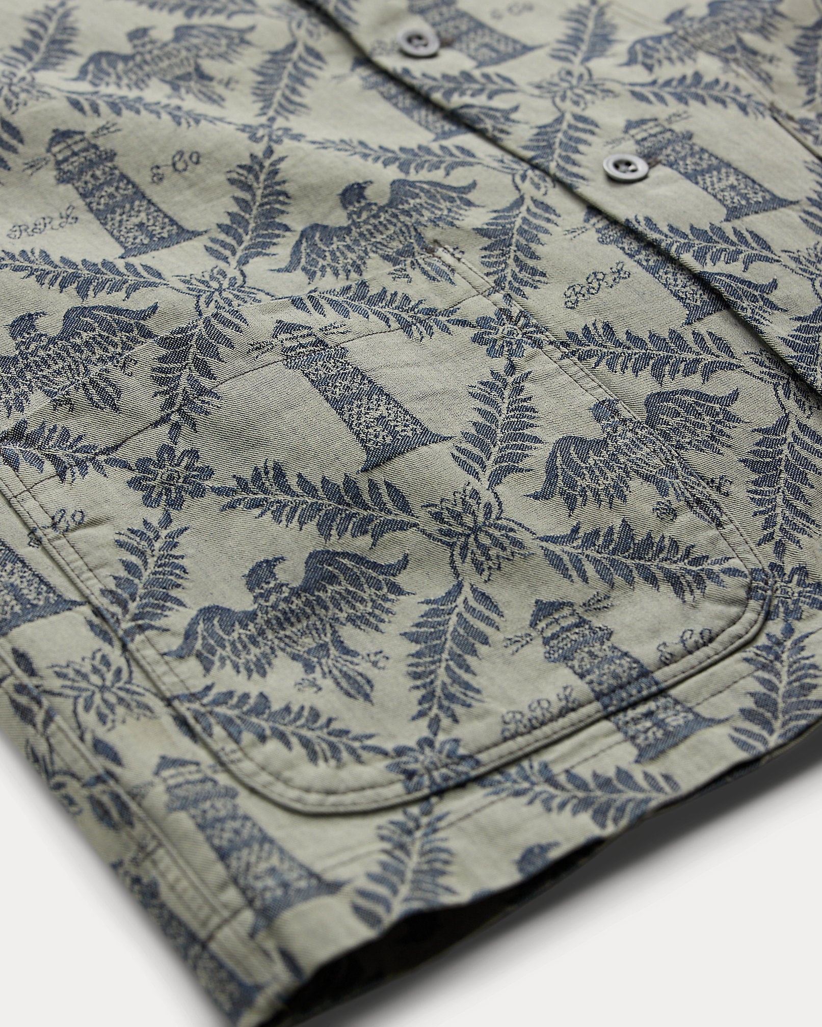Ralph Lauren Indigo Jacquard Denim Camp Shirt