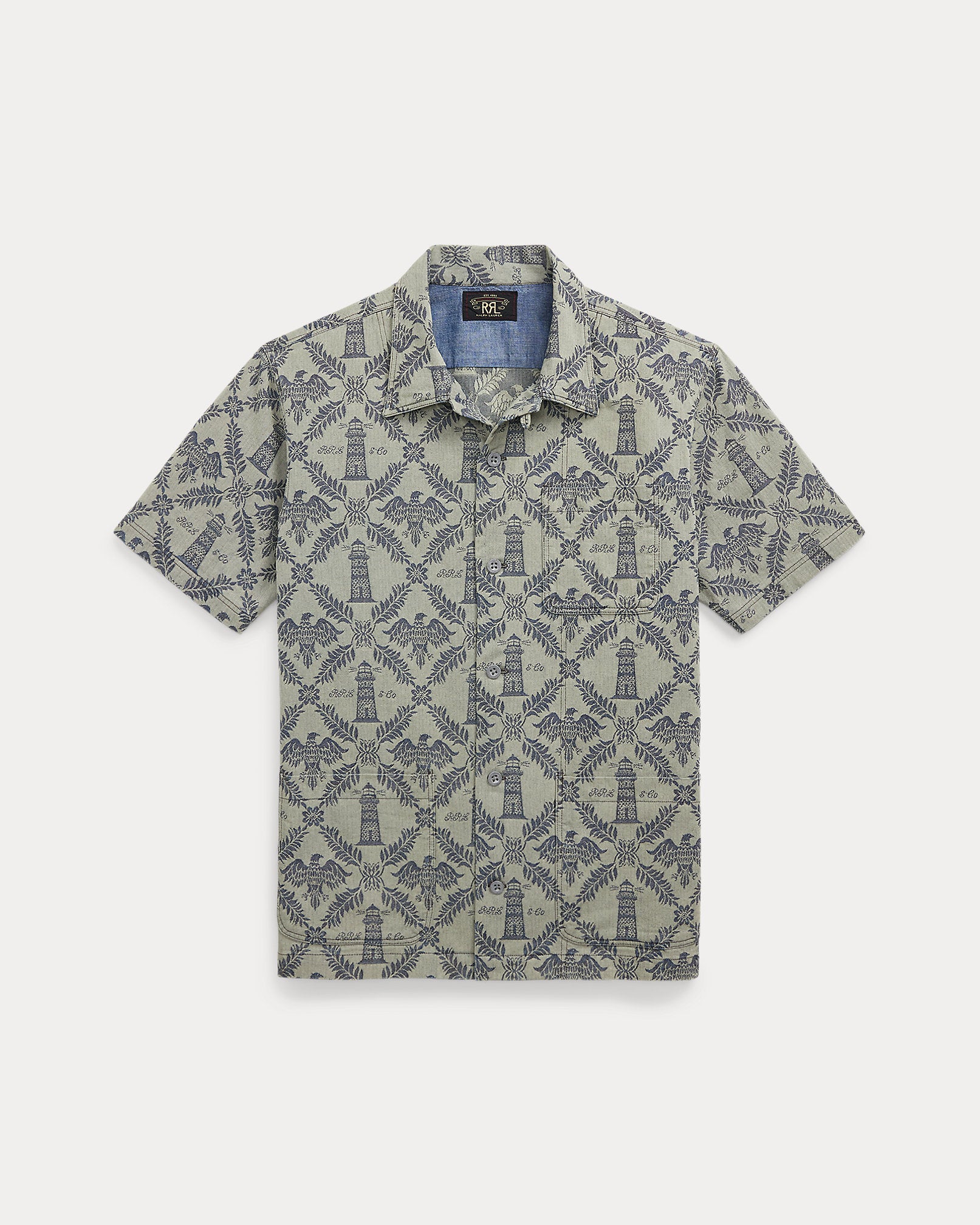 Ralph Lauren Indigo Jacquard Denim Camp Shirt