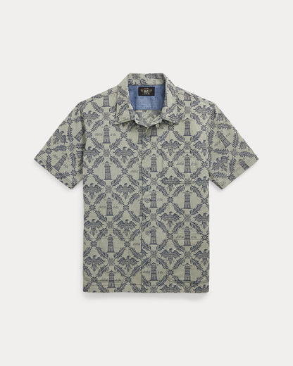 Ralph Lauren Indigo Jacquard Denim Camp Shirt
