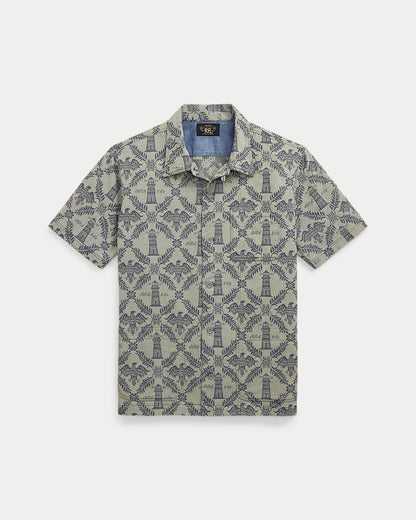 Ralph Lauren Indigo Jacquard Denim Camp Shirt