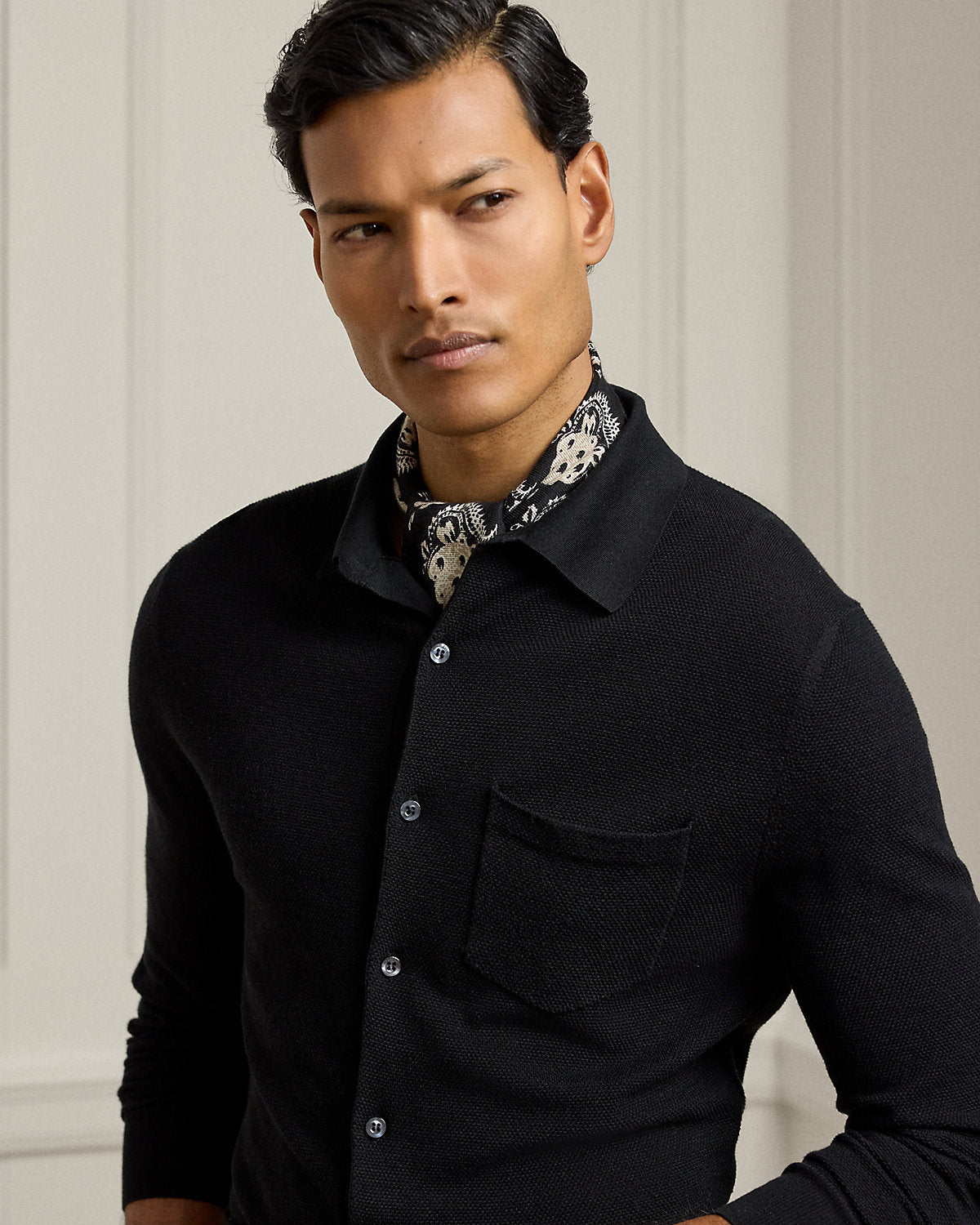 Ralph Lauren Textured SilkCotton Shirt Sweater