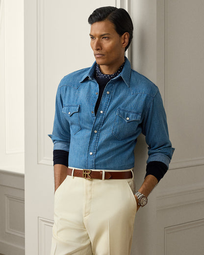 Ralph Lauren CottonLinen Denim Western Shirt