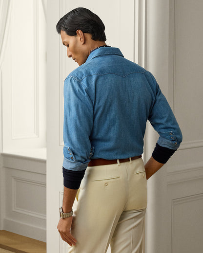 Ralph Lauren CottonLinen Denim Western Shirt