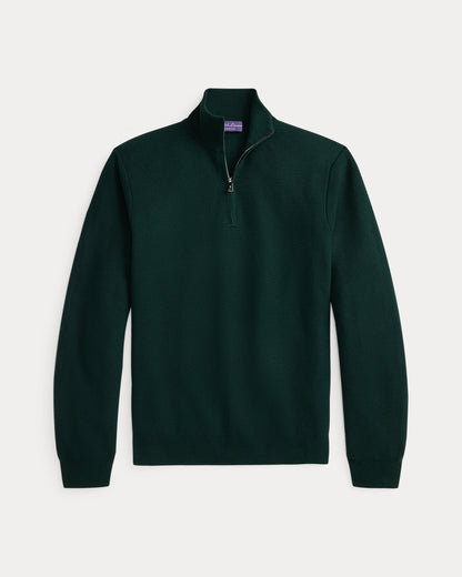 Ralph Lauren PiquÃ©Knit Wool QuarterZip Sweater