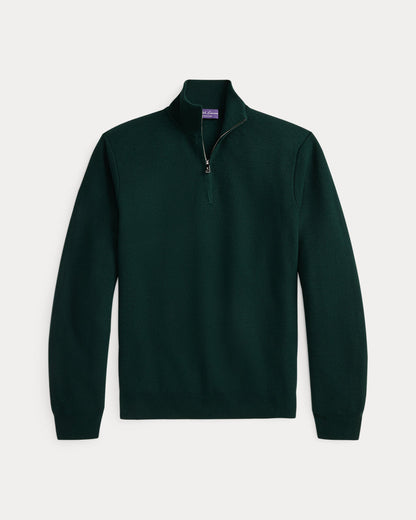 Ralph Lauren PiquéKnit Wool QuarterZip Sweater