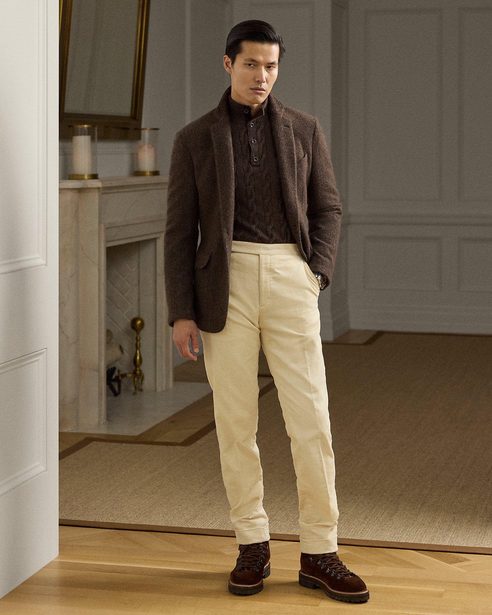 Ralph Lauren CableKnit Cashmere Mockneck Sweater