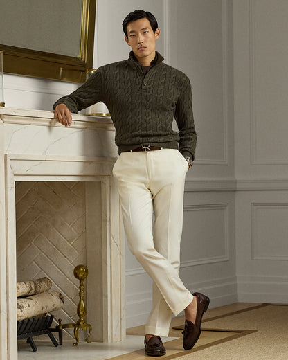 Ralph Lauren CableKnit Cashmere Mockneck Sweater