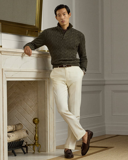 Ralph Lauren CableKnit Cashmere Mockneck Sweater