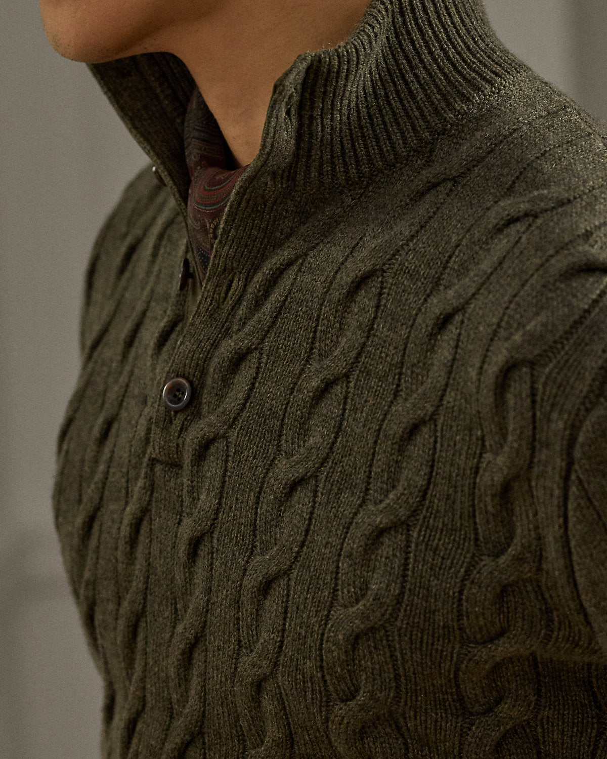 Ralph Lauren CableKnit Cashmere Mockneck Sweater