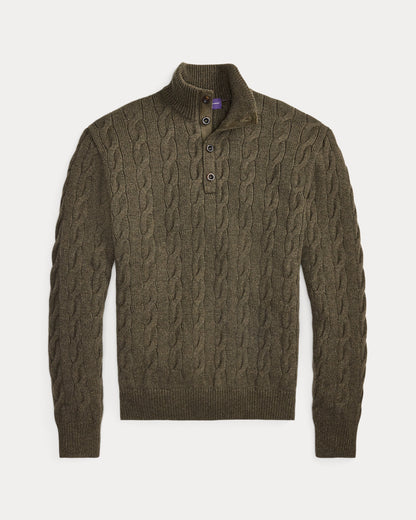 Ralph Lauren CableKnit Cashmere Mockneck Sweater