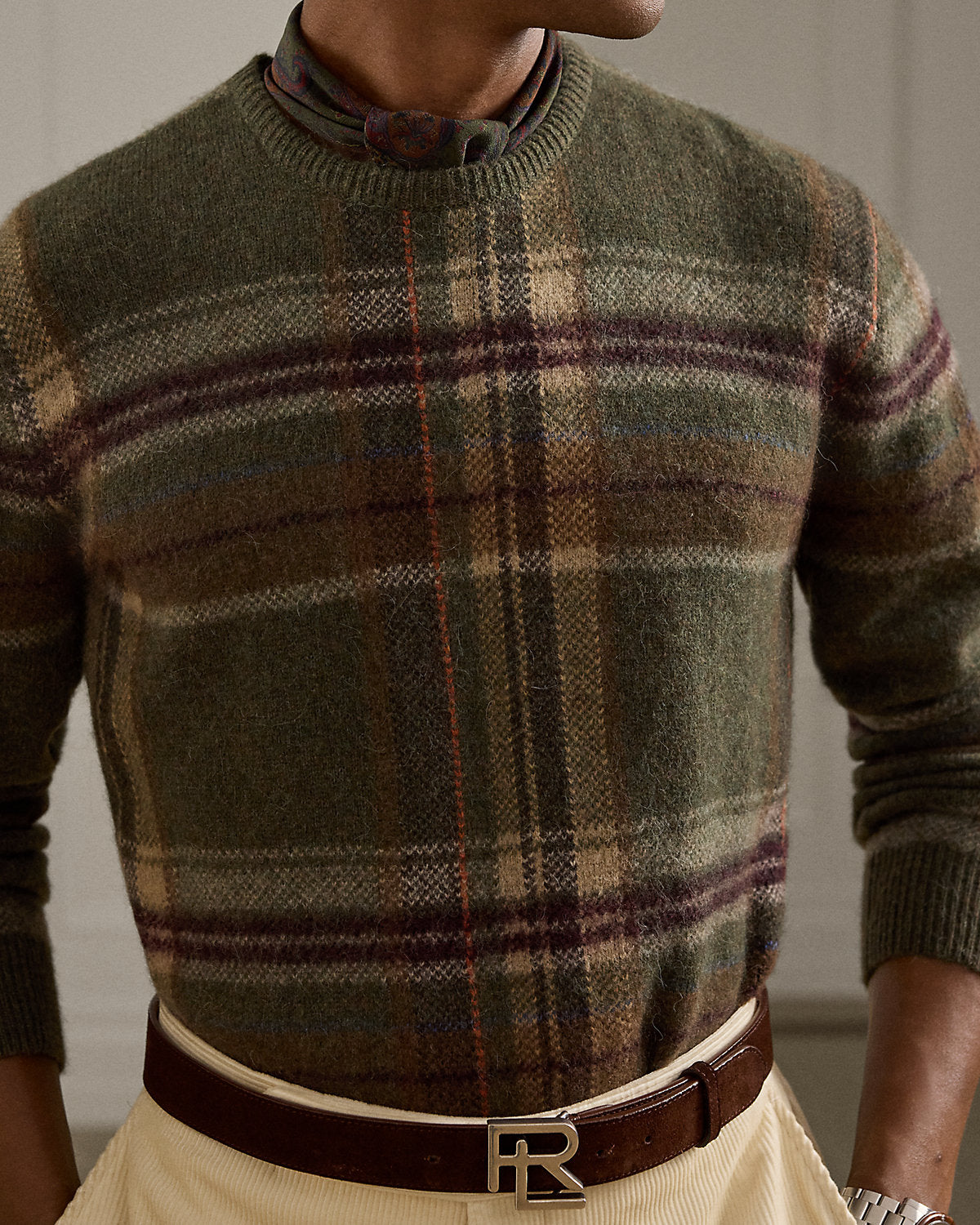 Ralph Lauren Plaid Brushed WoolBlend Sweater