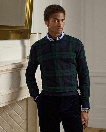 Ralph Lauren Plaid Cashmere Crewneck Sweater