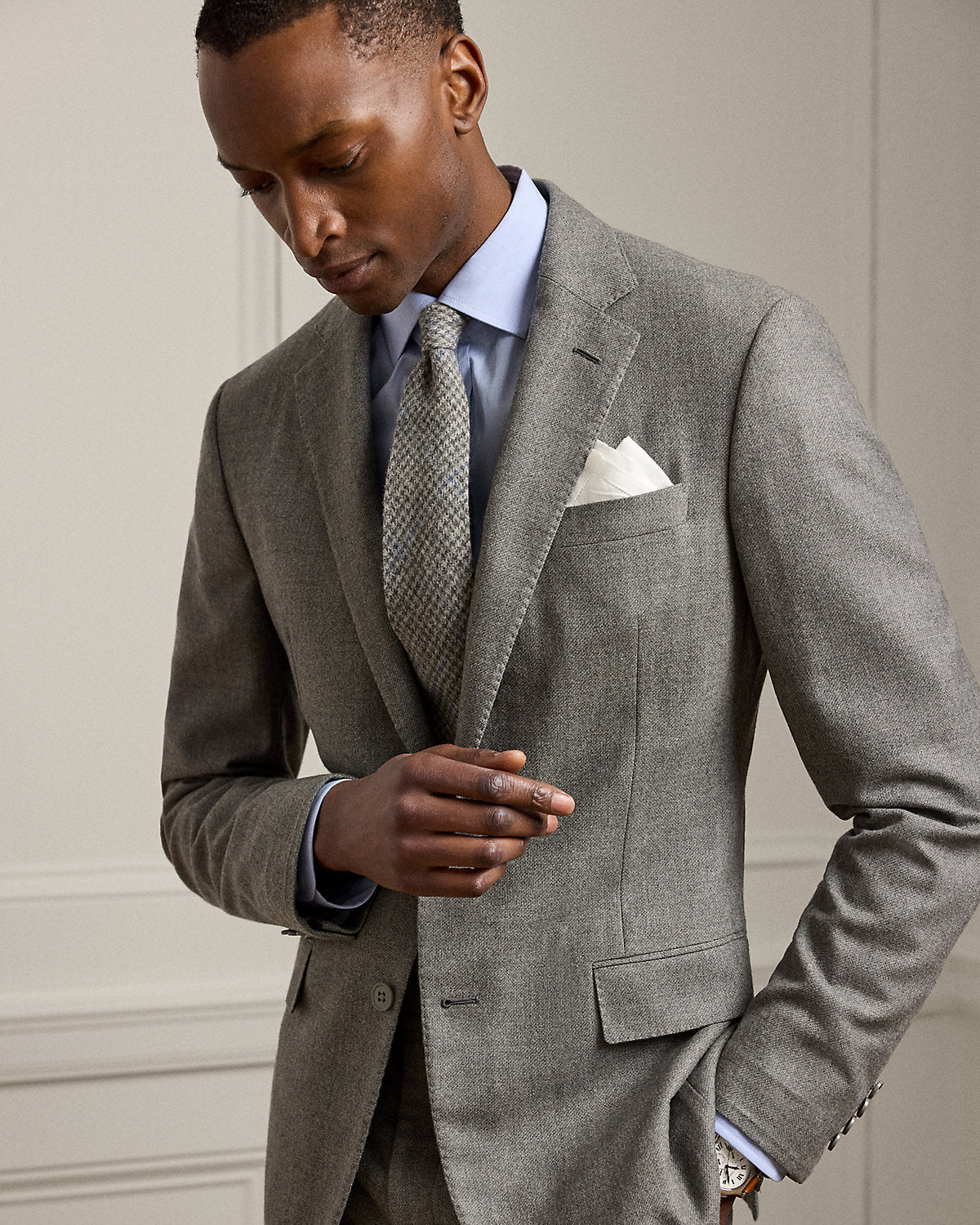 Ralph Lauren Kent HandTailored Wool Sharkskin Jacket