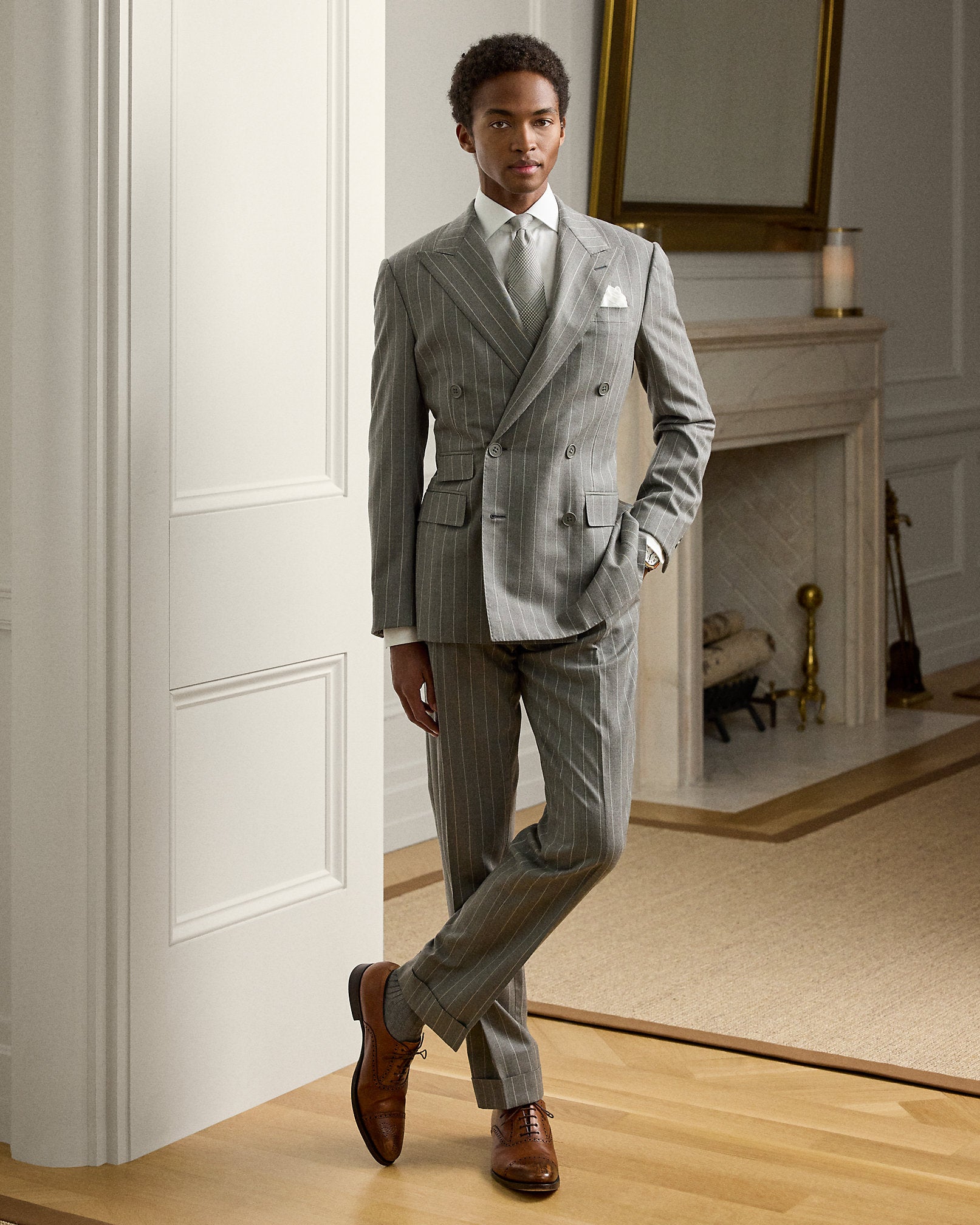 Ralph Lauren Kent HandTailored Pinstripe Wool Suit