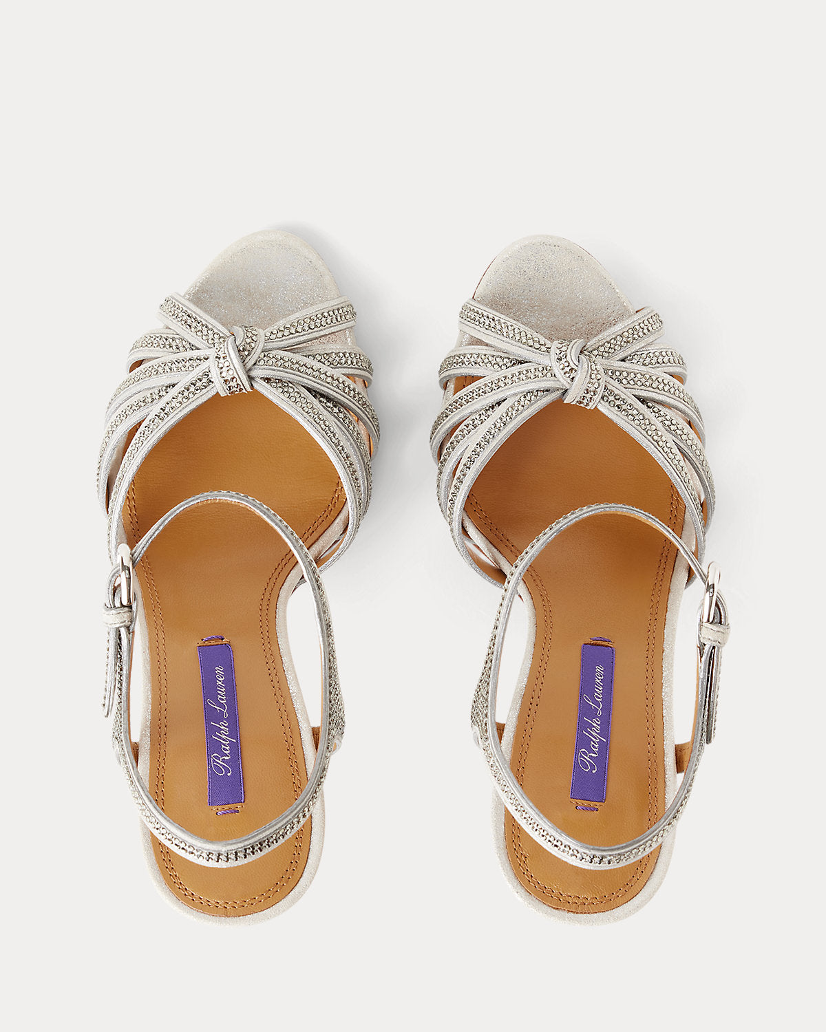 Ralph Lauren Kieran 95 Mm Embellished Suede Sandal Palladium