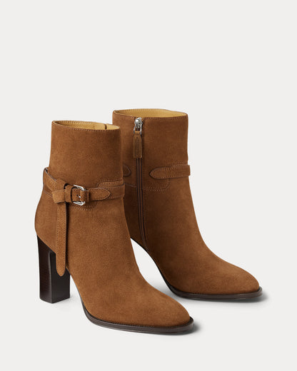 Ralph Lauren Donnely 90 Mm Calfsuede Bootie Cognac