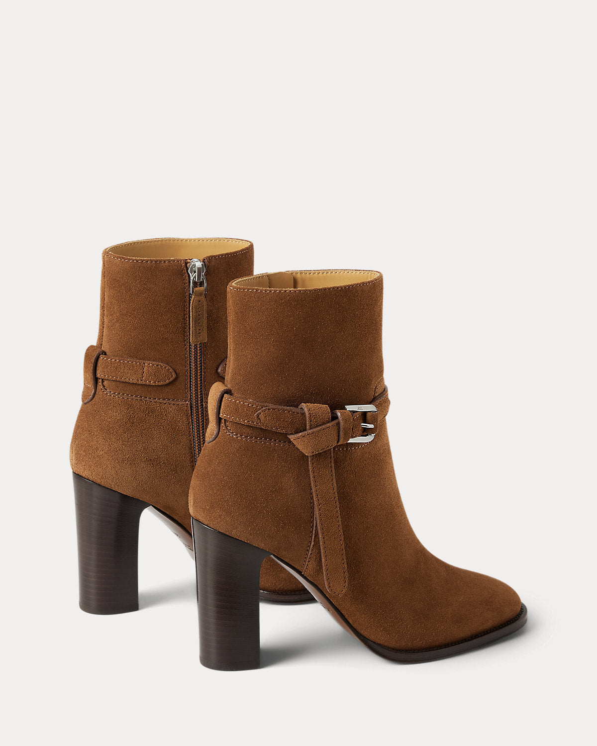 Ralph Lauren Donnely 90 Mm Calfsuede Bootie Cognac