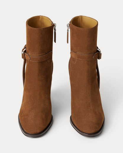 Ralph Lauren Donnely 90 Mm Calfsuede Bootie Cognac
