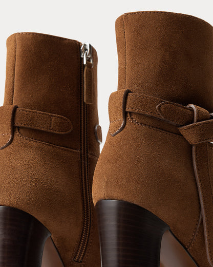 Ralph Lauren Donnely 90 Mm Calfsuede Bootie Cognac
