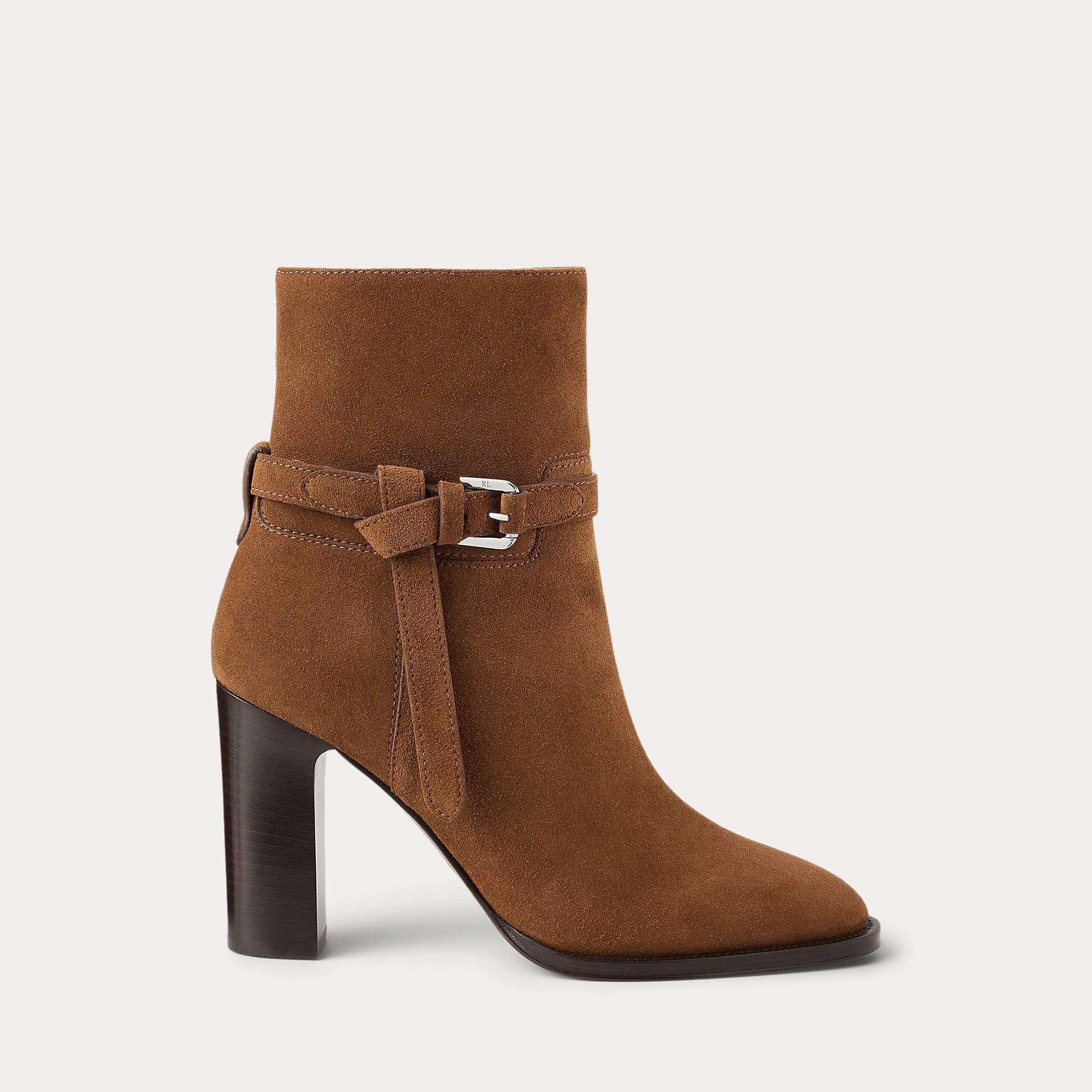 Ralph Lauren Donnely 90 Mm Calfsuede Bootie Cognac