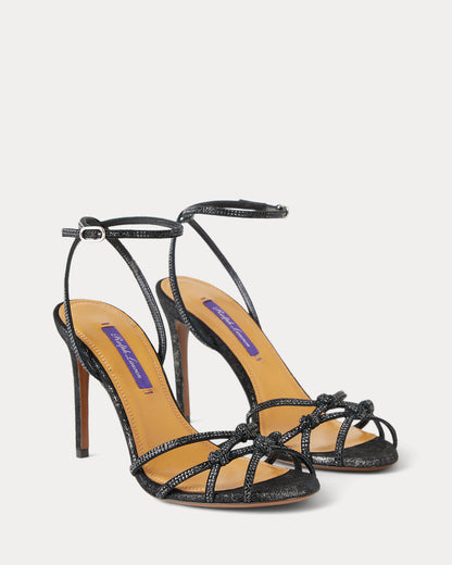 Ralph Lauren Kiera 95 Mm Embellished Metallic Sandal Black
