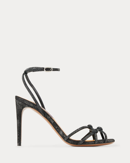 Ralph Lauren Kiera 95 Mm Embellished Metallic Sandal Black