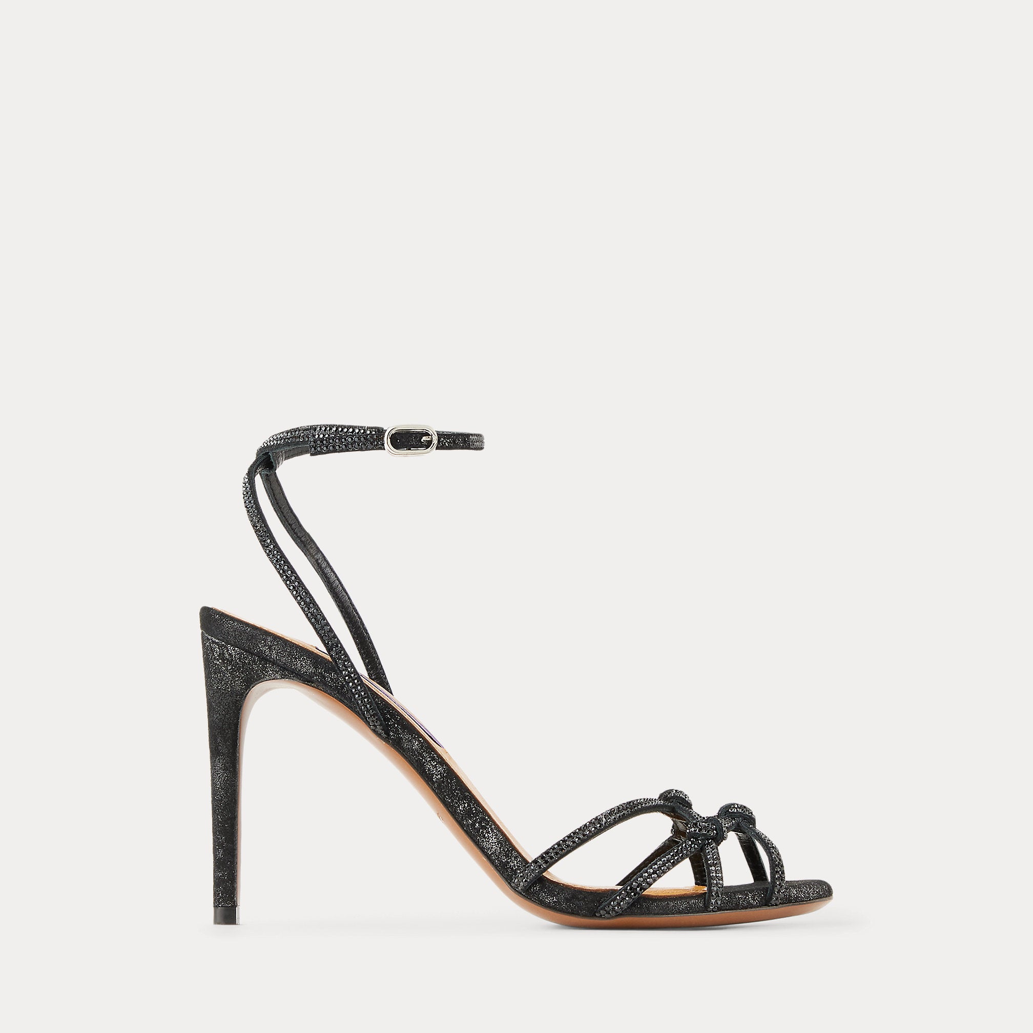 Ralph Lauren Kiera 95 Mm Embellished Metallic Sandal Black