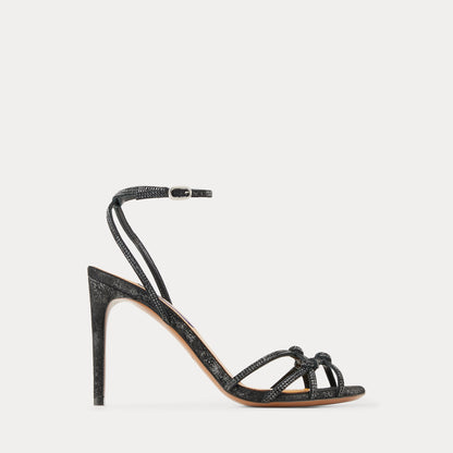 Ralph Lauren Kiera 95 Mm Embellished Metallic Sandal Black