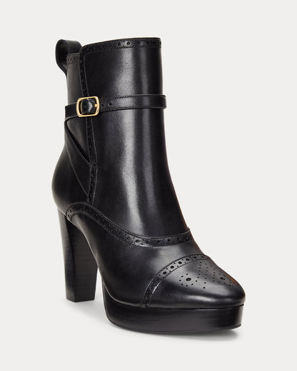 Ralph Lauren Mckinsey Burnished Leather Bootie Black
