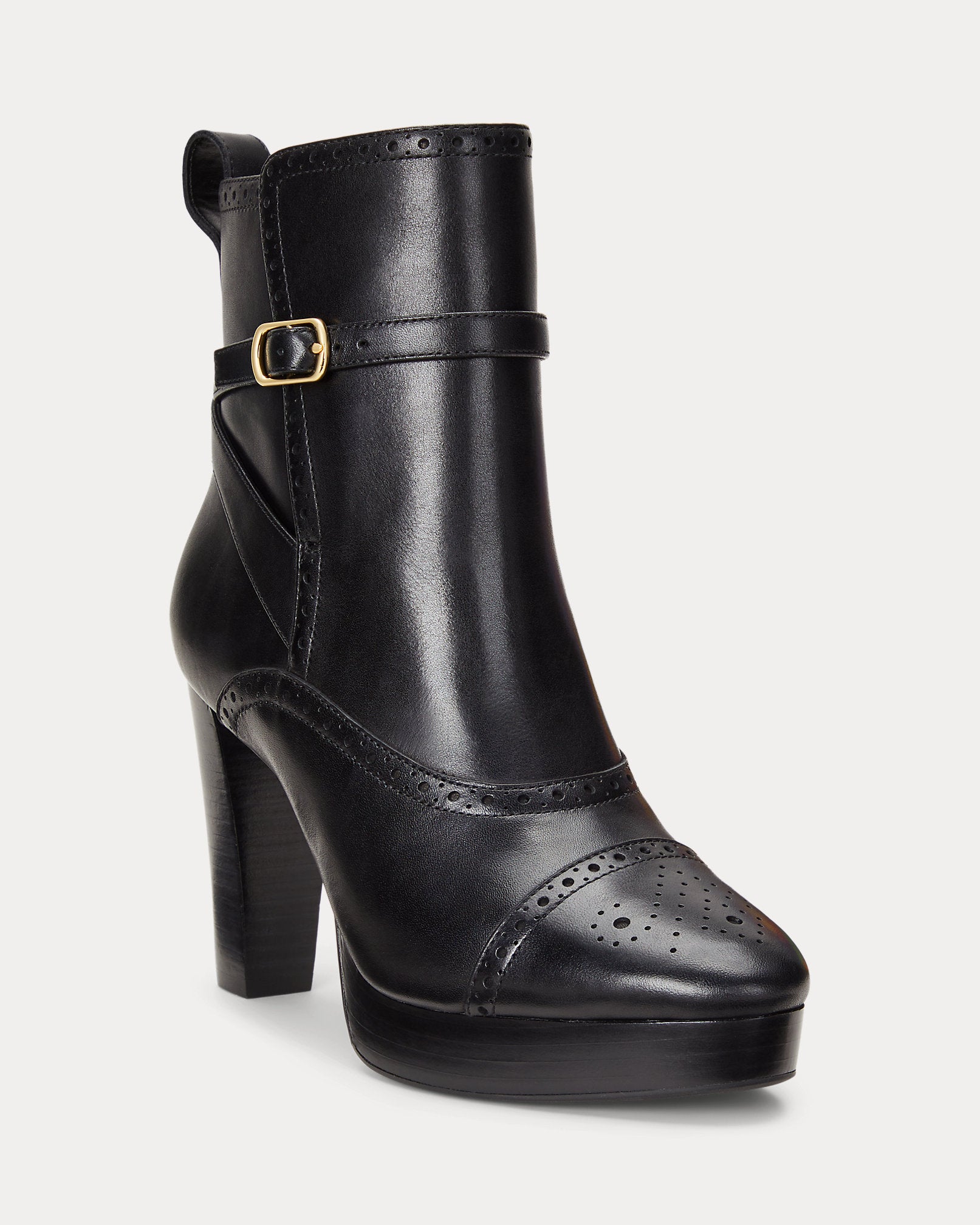 Ralph Lauren Mckinsey Burnished Leather Bootie Black